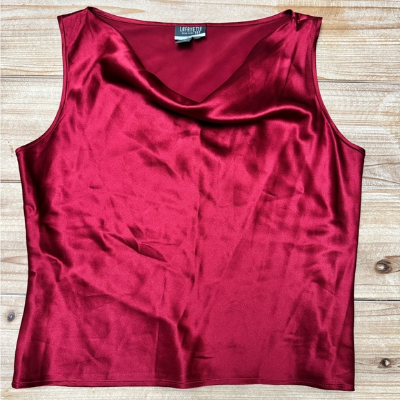 Lafayette 148 New York Red Silk 2pc Set Red Cropped Jacket and Shell | Petite 6 - Picture 4 of 8